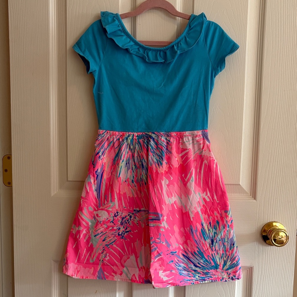 Lilly Pulitzer Brit Blue and Pink Girls Dress